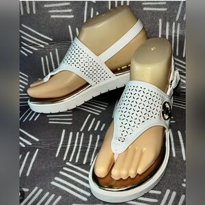 Michael Kors White and Silver Sandals